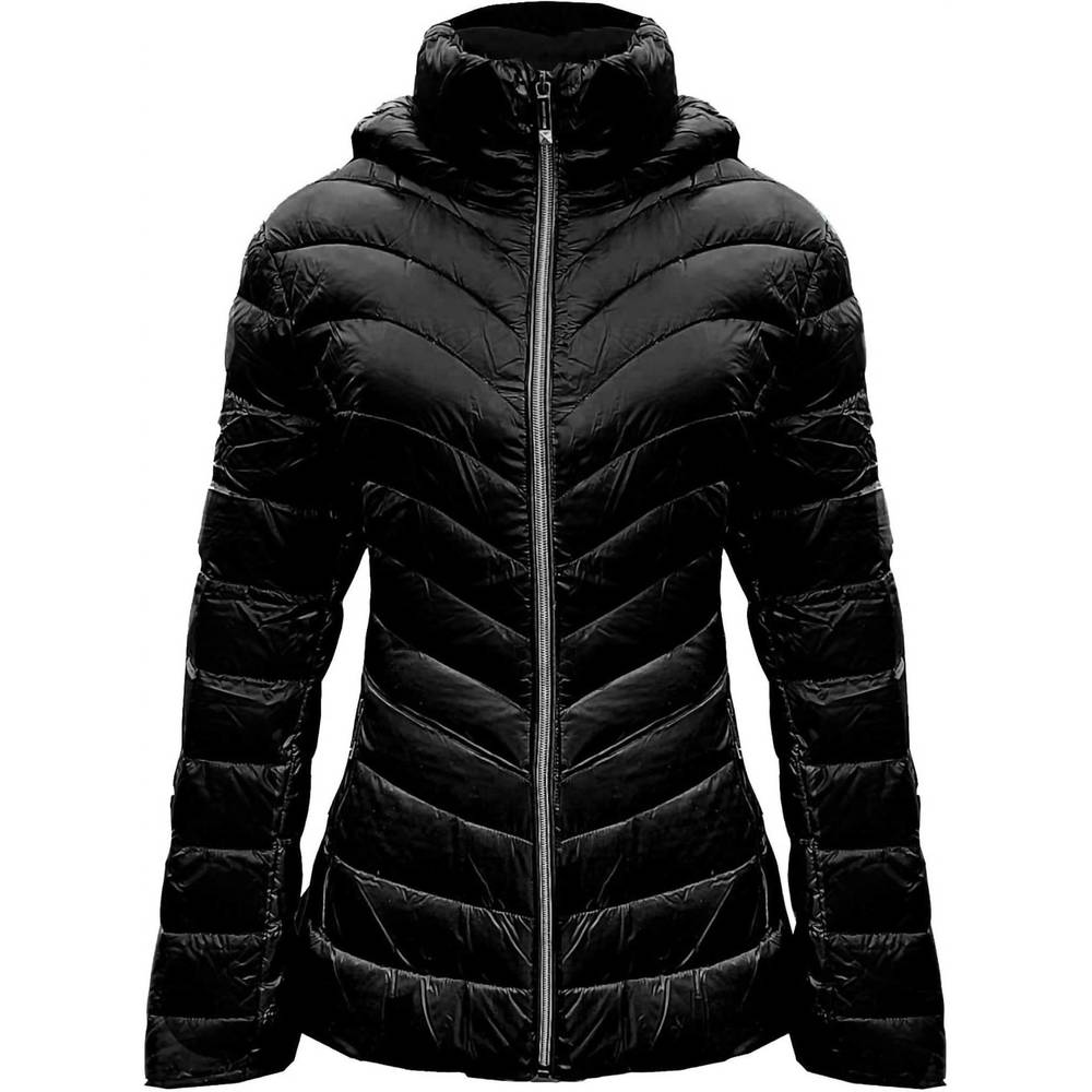 NEW MICHAEL KORS women's down hooded packable coat jacket in black